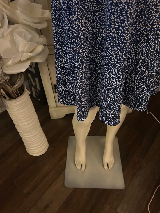 Kaleigh Soft Blue Floral Wrap Style Dress | Flowy Tie Waist Mini - Picture 4 of 6